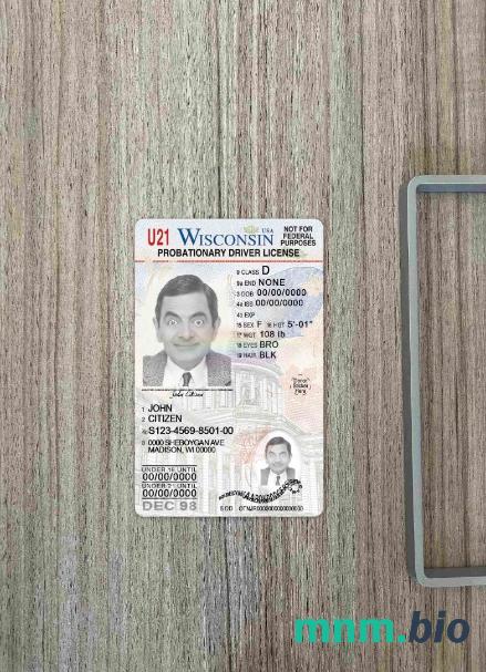 USA Wisconsin prawo jazdy poniżej 21 lat photolook, w pełni edytowalny